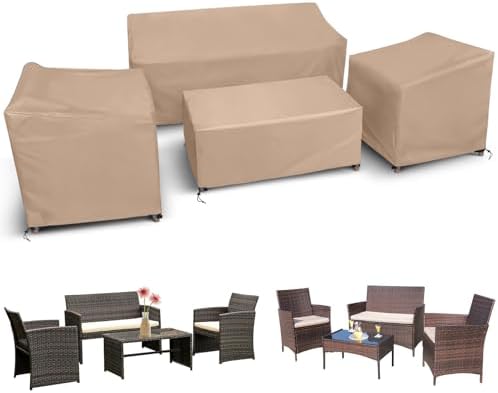 STARTWO Outdoor Furniture Cover Waterproof 4 Piece Set, Regular 600D by STARTWO