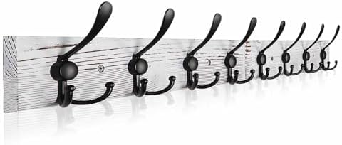 Coat Rack Wall Mount 31.5'' Coat Hanger Wall Mount Old White Coat Hooks by Homagic