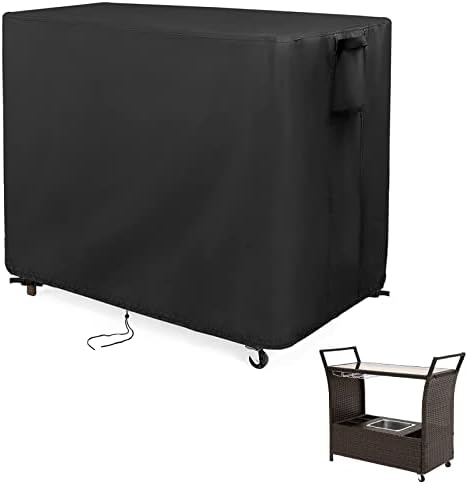 Kingling Outdoor Table Cover for Wicker Bar Cart 44''L x 19''W x 36''H by Kingling