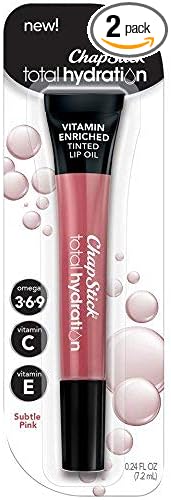 ChapStick Total Hydration Tinted Lip Oil 0.24 fl oz, Subtle Pink (Pack of 2)