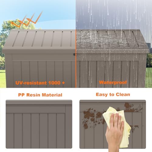 PatioZen 281 Gallon Large Resin Deck Box, Lockable Outdoor Storage Box - Image 6