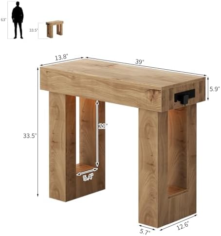 Unikito 39" Entry Table with Sensor Light & AC Outlets with USB-C Ports - Image 2