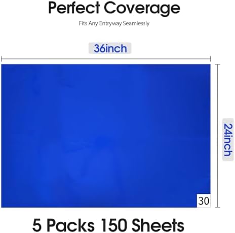 Blue Cleanroom Sticky Mat, 24 x 36 Inch, 5 Pack, 150 Sheets - Image 2