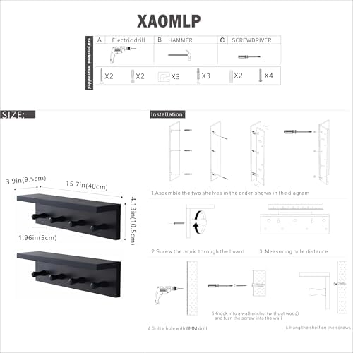 Entrance Coat Rack ,Coat Hooks, Wall-Mounted Wooden Hook Rack, Wall-Mounted - Image 5