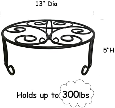 2 Pack Iron Plant Stand Low Profile, 13 Inch Diameter Wide Round Metal Flower - Image 2