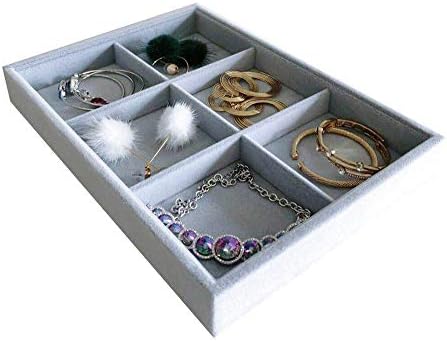6-Grid Stackable Premium Quality Grey Velvet Jewelry Organizer Multi Function by SVEADISPLAY