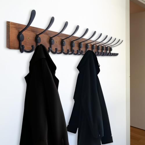 Wall Mount Coat Rack 47.3'' Burnt Brown Hanger - Image 5