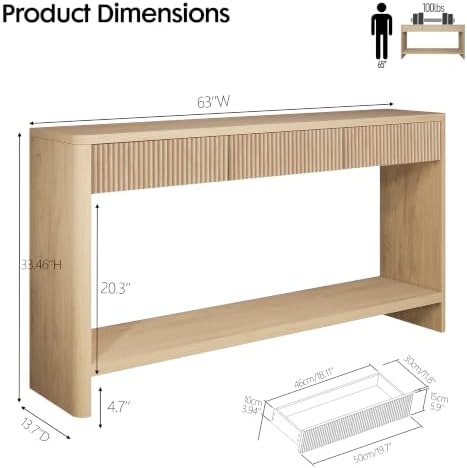 63" Fluted Entryway Console Table - Image 2