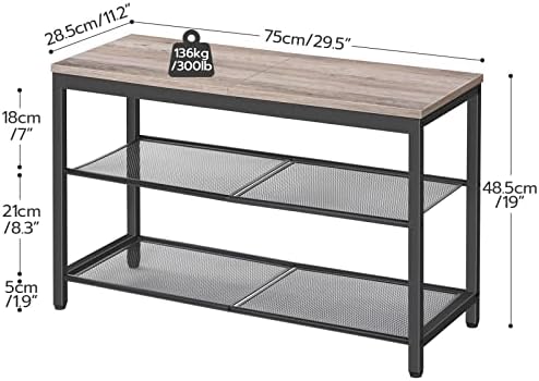 HOOBRO Shoe Bench, 3-Tier Shoe Rack, Industrial Shoe Organizer Storage Bench - Image 3