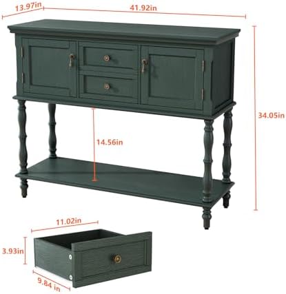 ARTPOWER Console Table with 2 Drawers, Retro Entryway Table with 2 Door - Image 2