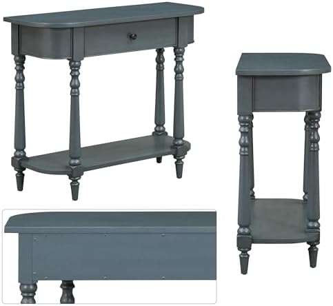 Small Curved Console Table 36-Inch Retro Farmhouse Entryway Sofa Table - Image 7