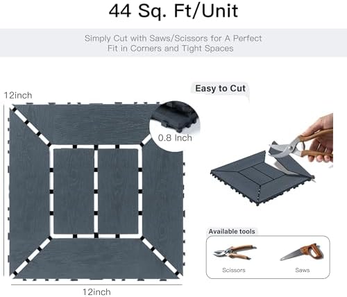 Interlocking Deck Tiles, Outdoor Patio Flooring, 44 Pack All Weather Waterproof - Image 2