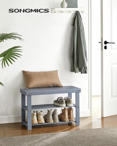 SONGMICS Shoe Rack Bench, 3-Tier Bamboo Entryway Bench, 27.6 Inches Width - Image 2
