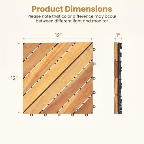 Goplus 24-Pack Acacia Wood Interlocking Deck Tiles - Image 6
