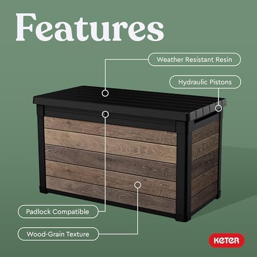 Keter Walnut 100 Gallon Resin Deck Box-Organization and Storage - Image 4