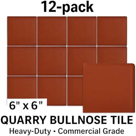 Tenedos 6x6 Colonial Red Smooth Quarry Bullnose Tile - Image 6