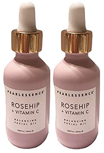 Pearlessence Rosehip Balancing Facial Oil + Rosehip Fruit Oil & Vitamin C - Daily Hydration to Balance & Revive Skin | Adds Moisture to Dry Skin | Made in USA & Cruelty Free (1.83 fl oz each, 2 Pack)