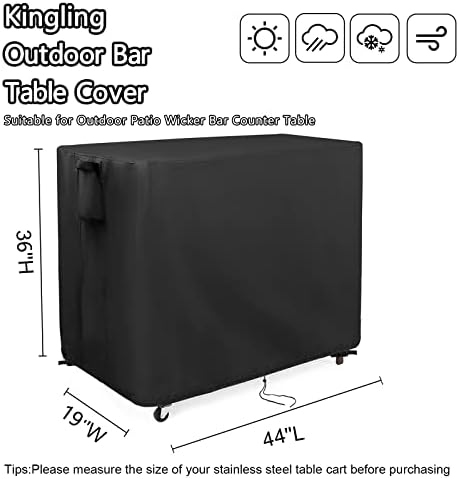 Kingling Outdoor Table Cover for Wicker Bar Cart 44''L x 19''W x 36''H - Image 2