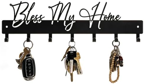 Exquisite Fashion Phrase Key Holder Wall Mount, Bless My Home Key Hooks by ShowMtheM