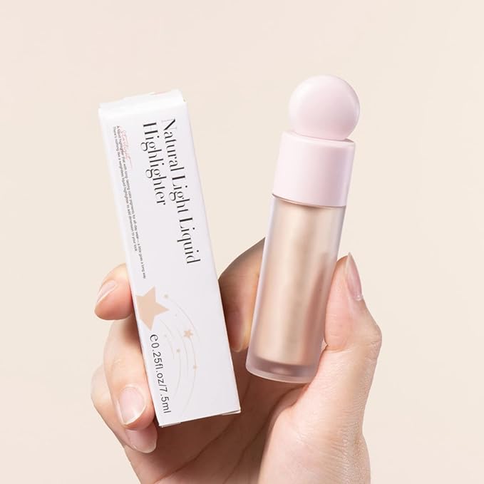 Liquid Highlighter Natural Glow For Face & Body, Waterproof Moisturizing Light Liquid Luminizer For Long Lasting Shimmer, Contour Highlighter Stick Easy to Apply with Cushion Applicator