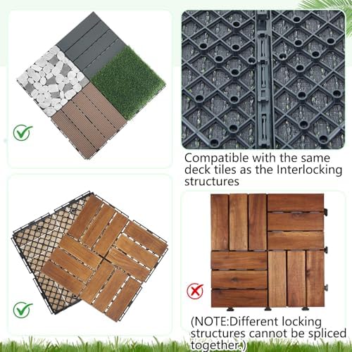 Windyun 72 Pack Artificial Grass Turf Interlocking Deck Tiles 12" x 12" Thick - Image 4