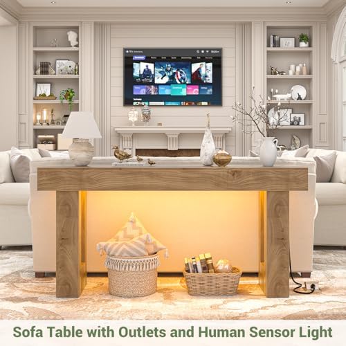 Unikito 63" Console Table with Sensor Light & AC Outlets with USB-C Ports - Image 6
