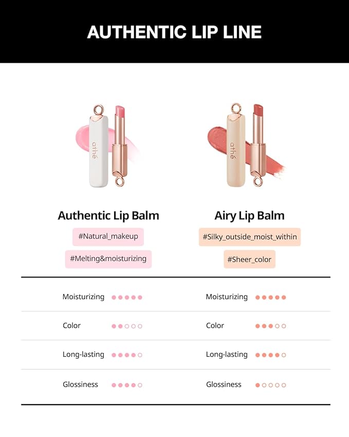ATHÉ Authentic Airy Lip Balm 05 &JOY, Korean Vegan Color Lip Blam, Flake-Free Slim Fit Lips, Silky Powdery Finish & Air-like Blurring with Vibrant Colors, 0.11oz.