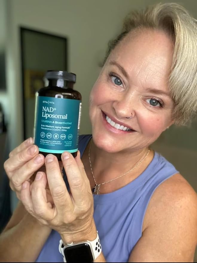 Liposomal NAD+ Supplement 500mg with Urolithin A, CoQ10, Resveratrol & Giloy (Made in USA) Mitochondrial, Cellular Energy, Cognitive, Anti-Aging & Detox Support - 3rd Party Tested Vegan, Non-GMO