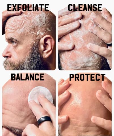 Mountaineer Brand Ultimate Bald Head Care Gifts Bundle For Men | All Natural 5 Step Skin Care for Healthy Scalp & Face | Exfoliate Scrub | Cleanse Wash | Shine Away | Moisturizing Balm | Detox
