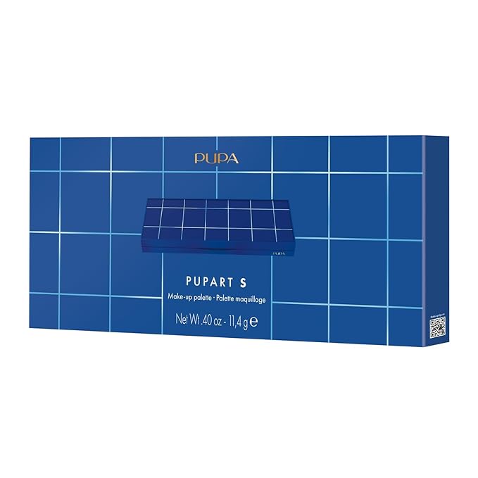 Pupa Milano Pupart S Makeup Palette, 004 Blue, 0.4 oz - Versatile Makeup Kit - Blush for Cheeks - Eyeshadow - Lip Gloss - Lip Cream - Face Makeup