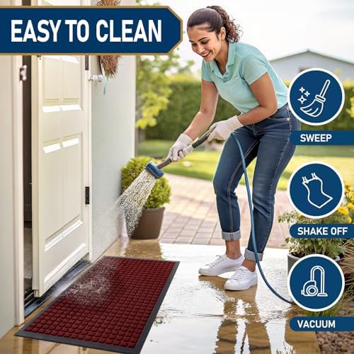 Smiry Front Door Mat Outside Entrance, Natural Rubber Doormat, 35x23 Inch - Image 5
