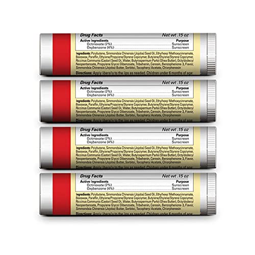 Original Udder Stick SPF Lip Balm, Soothing Moisturizer Sun Screen Balm for Dry Lips with Jojoba, Beeswax & Shea Butter, Total Lip Care, Hydration & Repair, Vanilla Flavor, 4 Pack