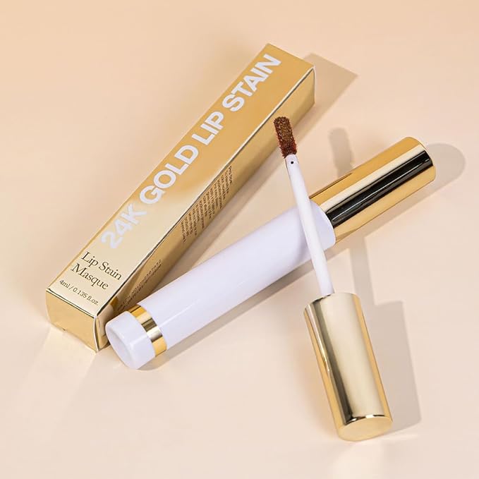 2Pcs 2025 New 24K Gold Liquid Lip Gloss Peel Off Lip Stain Tattoo with Tweezer, Lips Stain Peel Off Masque, Long Lasting Waterproof Lip Tint Stain, Transfer-proof for All Skin Types 01#+02#