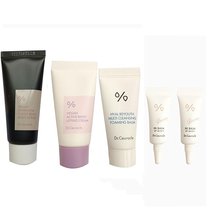 Dr.Ceuracle mini set | Dr.Ceuracle Vegan Kombucha Coffee Bean Body Scrub 20ml Vegan Active Berry Lifting Cream15ml Hyal Reyouth Multi Cleansing Balm10ml Recovery BB Balm SPF 28 PA ++ 2 ml