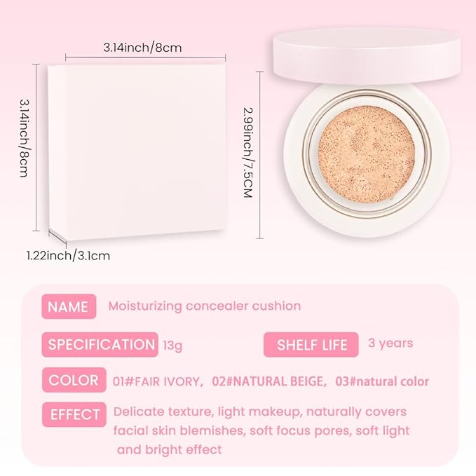 Nuder Cushion Foundation,Natural Beige for Light With Neutral Skin Tone,Long-Lasting,Lightweight,Flawless Coverage,Dewy Finish,Concealing Blemishes and Under-eye Bags for All Skin Types