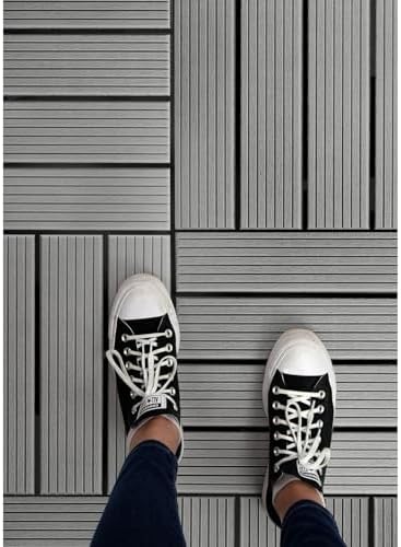 FloorPops Straight Groove Interlocking Deck Tiles, Light Grey - Image 6