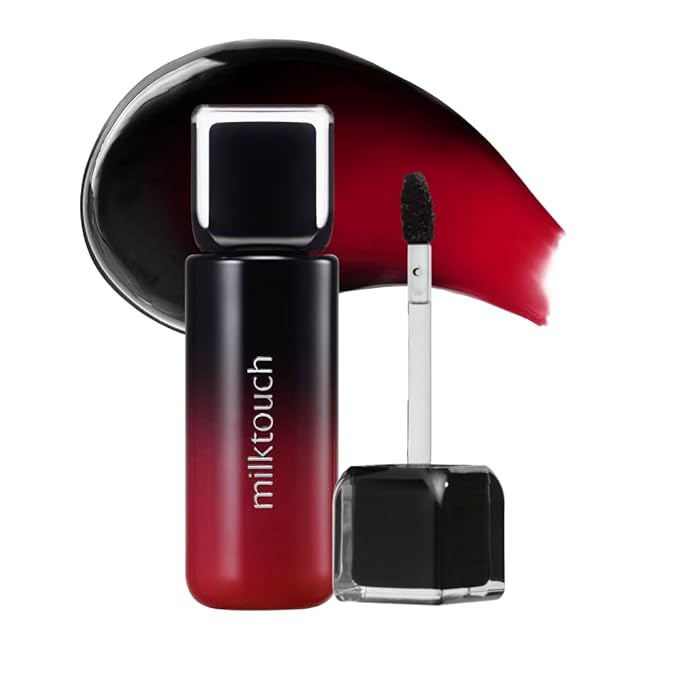 MILKTOUCH Black Peel Off Lip Tattoo - Long-Lasting Matte Lip, Waterproof & Transfer-Proof, Highly Pigmented, Stay-On-All-Day Lip Tint Stain (4.5g) #03 Black Apple