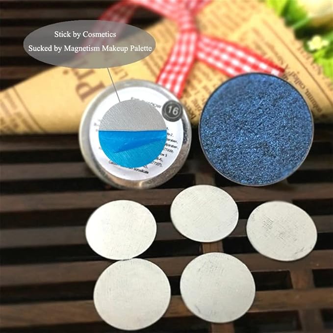 50pcs Metal stickers adhesive set magnetic strips with adhesive backing iron circles for non-magnetism cosmetic eyeshadow pans aluminum bottom shadow accessories