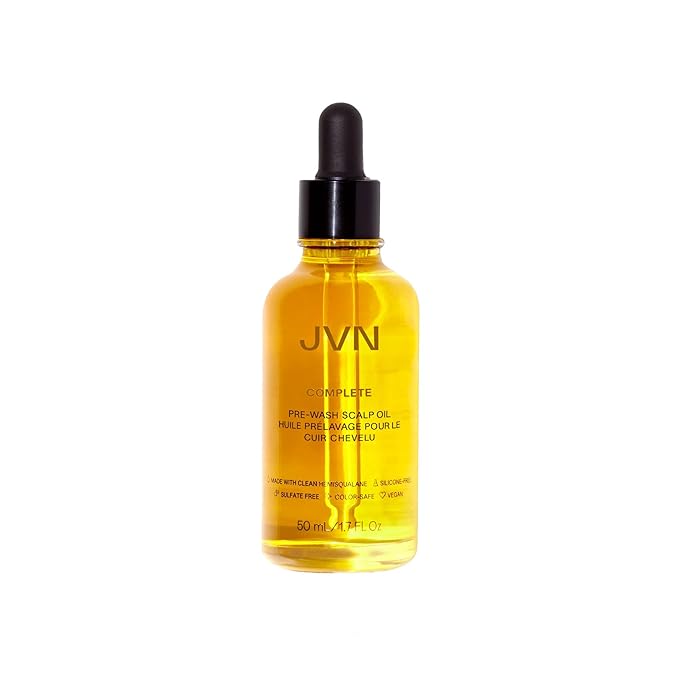 JVN Pre-Wash Scalp Oil & Hair Treatment Oil, Pre Shampoo Dry Scalp Treatment, Scalp Cleansing Oil for All Hair Types, Sulfate Free (1.7 Fl Oz)