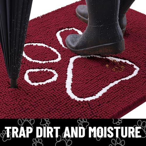 Smiry Dog Door Mat for Muddy Paws, Absorbent Non Slip Dirt Trapper - Image 2