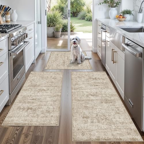 Kitchen Rugs Sets of 3, Washable Non-Slip Kitchen Mats by BYYVOORugsforYourHome