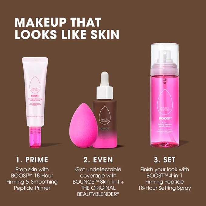 Beautyblender 12-Hour Always on Radiant Skin Tint, Breathable Serum Foundation Stays Put for All Day Long Wear, Infused with Hyaluronic Acid & Niacinamide, Deep 5