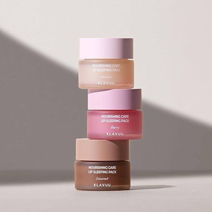 Klavuu Nourishing Care Lip Sleeping Pack (Vanila & Vanila) - Overnight Exfoliating & Nourishing Lip Mask for Dry Lips - Natural Moisturizing Lip Oil - Lip Treatment Balm to Repair & Protect Lips