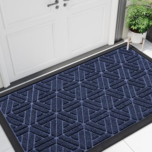 Smiry Front Door Mat Outside Entrance, Low Profile Rubber Doormat by Smiry