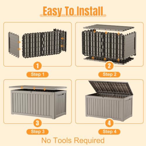 Outdoor Storage Box, 360 Gallon Waterproof Resin Deck Box - Image 7
