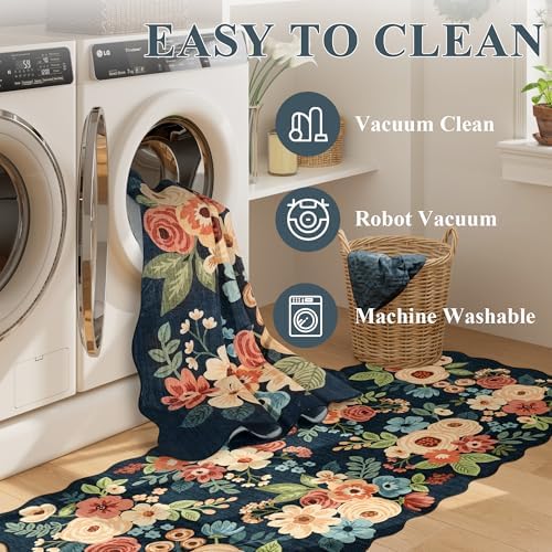DUKINO 2x7 Runner Rug for Hallway, Floral Washable Kitchen Rug - Image 6
