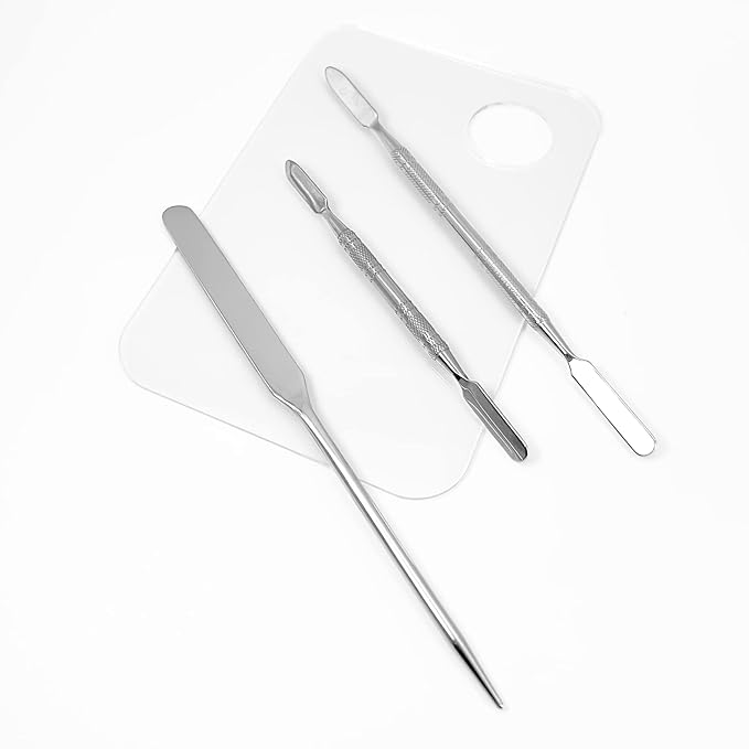 Foundation Spatula Stainless Steel Makeup Mixing Tool Cosmetic Metal Mixer Tool for Professional Color Nail Art Lab Pigment Blending Stick Silver