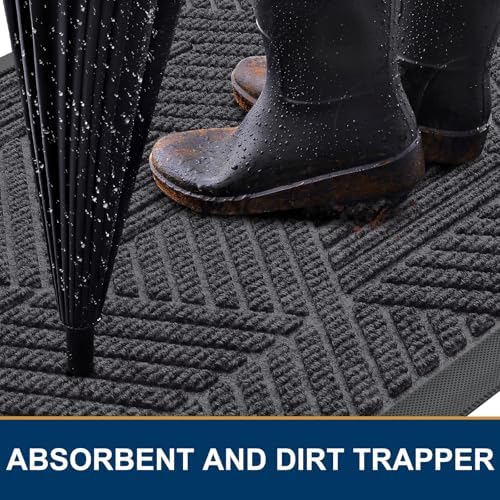Smiry Front Door Mat Outside Entrance, Low Profile Rubber Doormat - Image 3