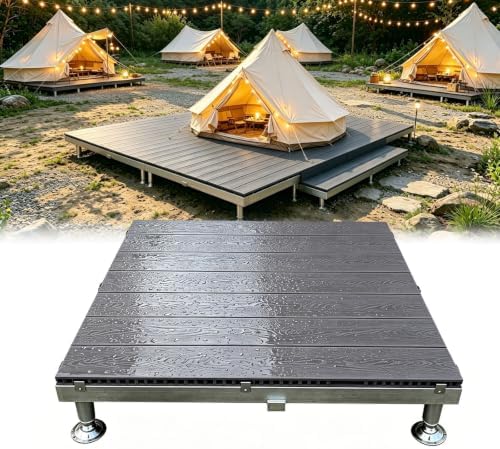 Raised Deck Platform Adjustable Outdoor Modular Decking Tiles(Brown 84x84cm by DUYULIANG