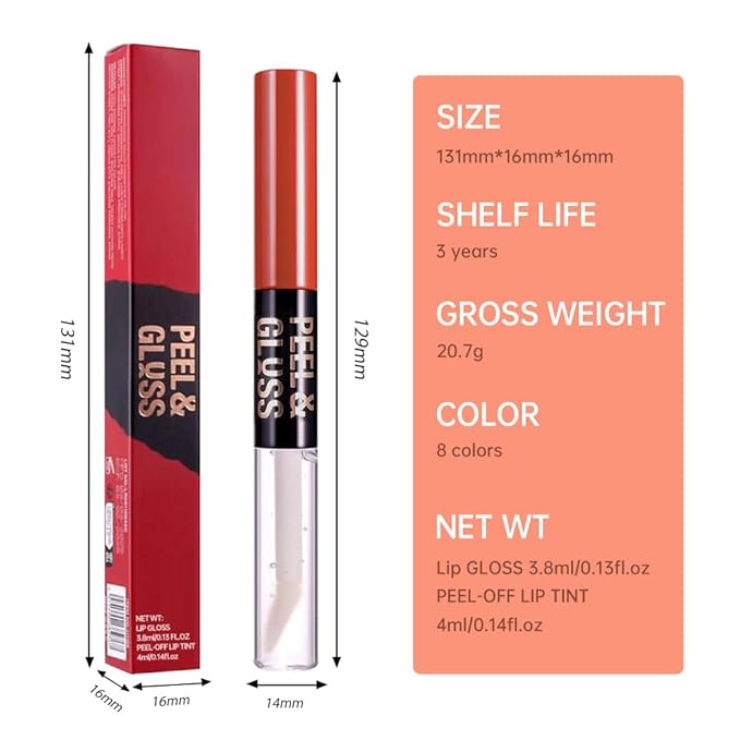 Vibrant Red Coral Peel Off Lip Gloss Masque,Lip Stain Peel Off Tattoo-Peel Off Lip TintandLip Oil 2-in-1Long Lasting Waterproof Transfer-proof Lip Mask Lip Gloss Peel Off Lip Liner,for All SkinType04#